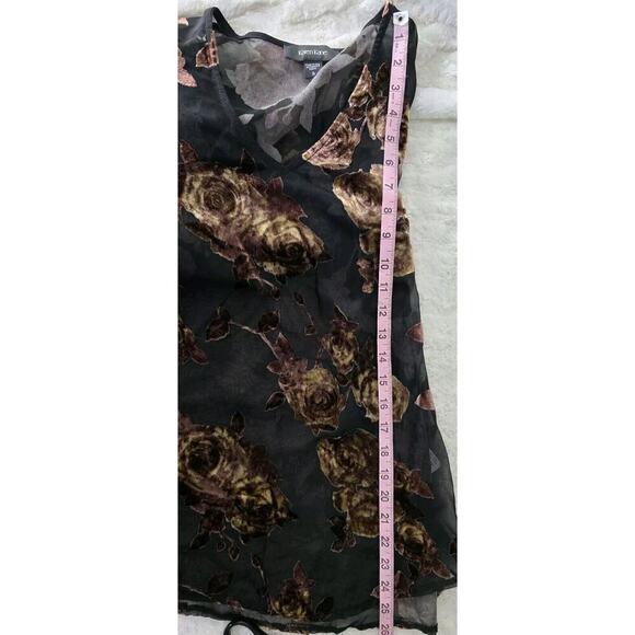 Karen Kane Sheer Velvet Burnout Top Black Rose Flutter Sleeve Whimsigoth Small - Picture 7 of 10
